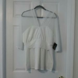 Sheer sleeve white blouse